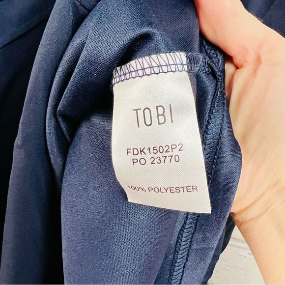 NEW with Tags Tobi Navy Plunge V-Neck Short Sleeve Mini Skater Dress - Picture 11 of 13